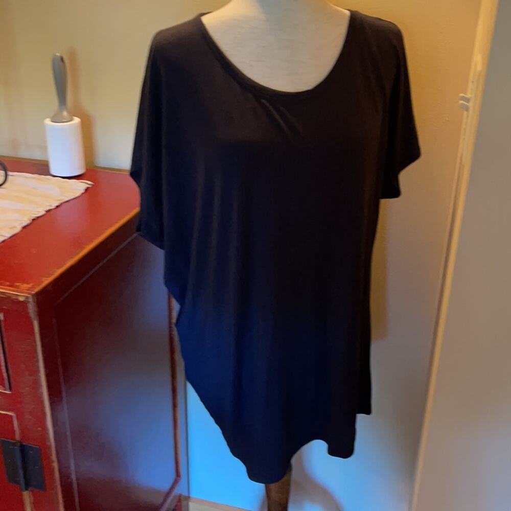 Athleta Gathered Capsleeve Black Tshirt Elevated Basics Cozy 1X